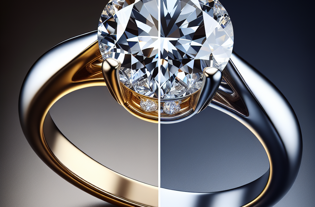 How does an oval diamond ring in gold compare to white gold?