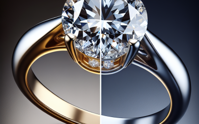 How does an oval diamond ring in gold compare to white gold?