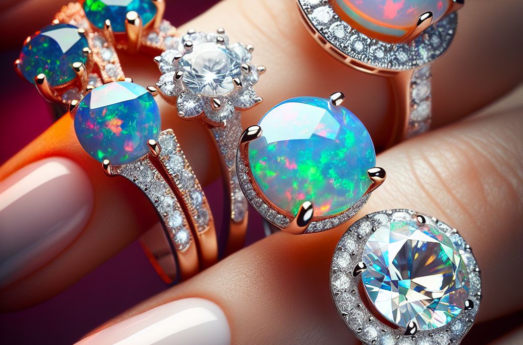 What makes opal rings with diamonds stand out?