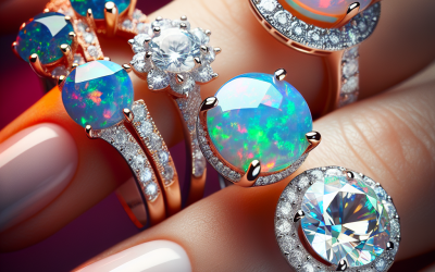 What makes opal rings with diamonds stand out?