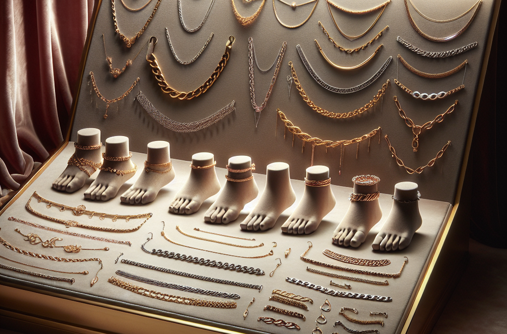 What does a showcase of permanent anklets in different chain styles look like?