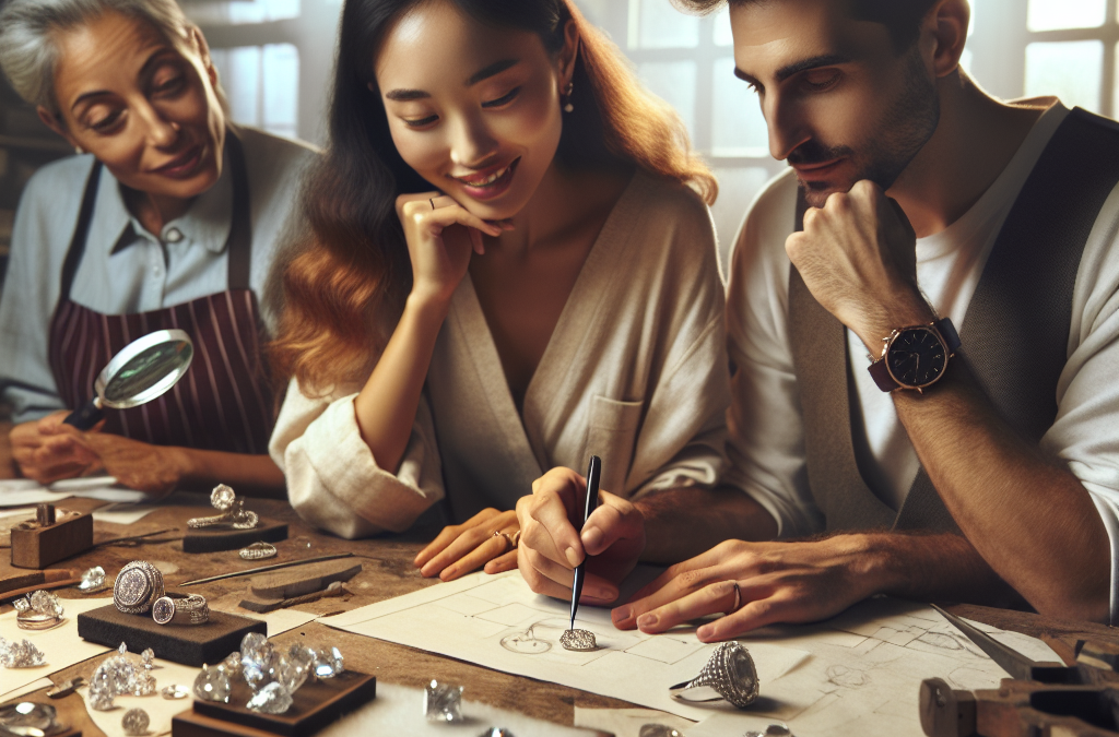 How do couples collaborate on custom diamond ring designs?