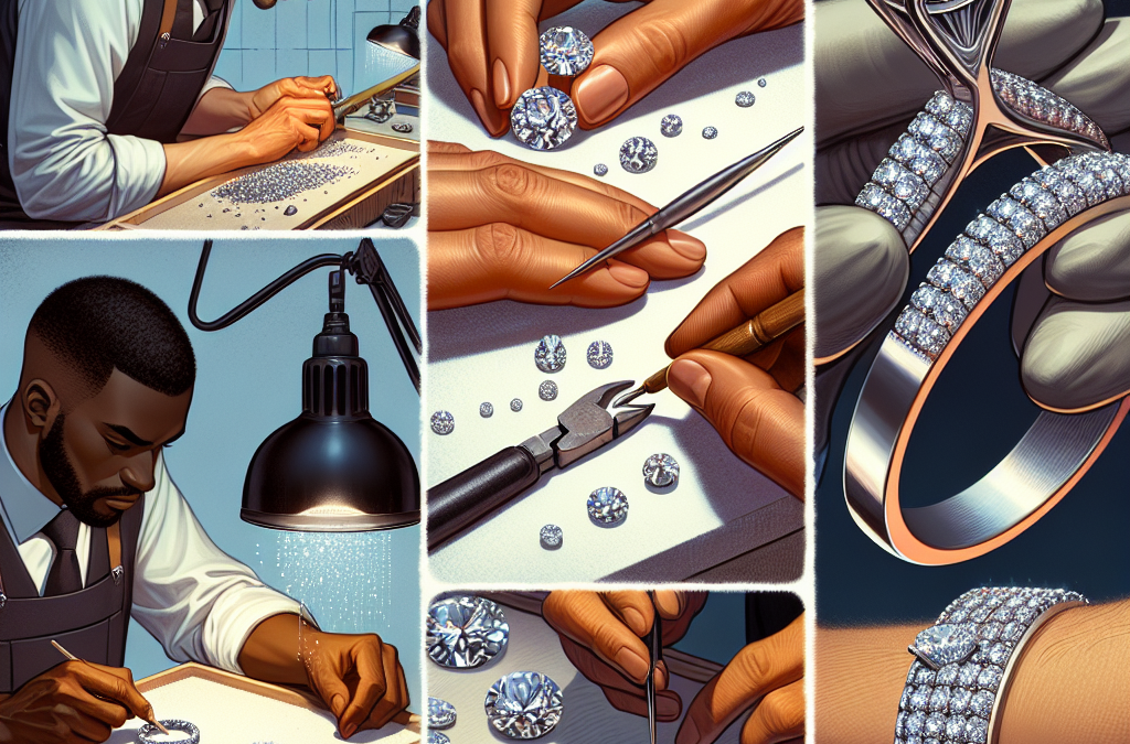 How do jewelers create diamond rings with pavé bands?