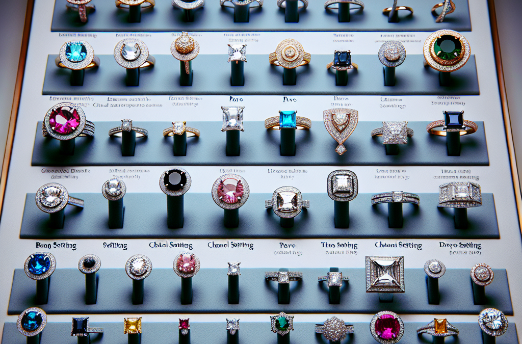 What types of settings are used in fine jewelry?